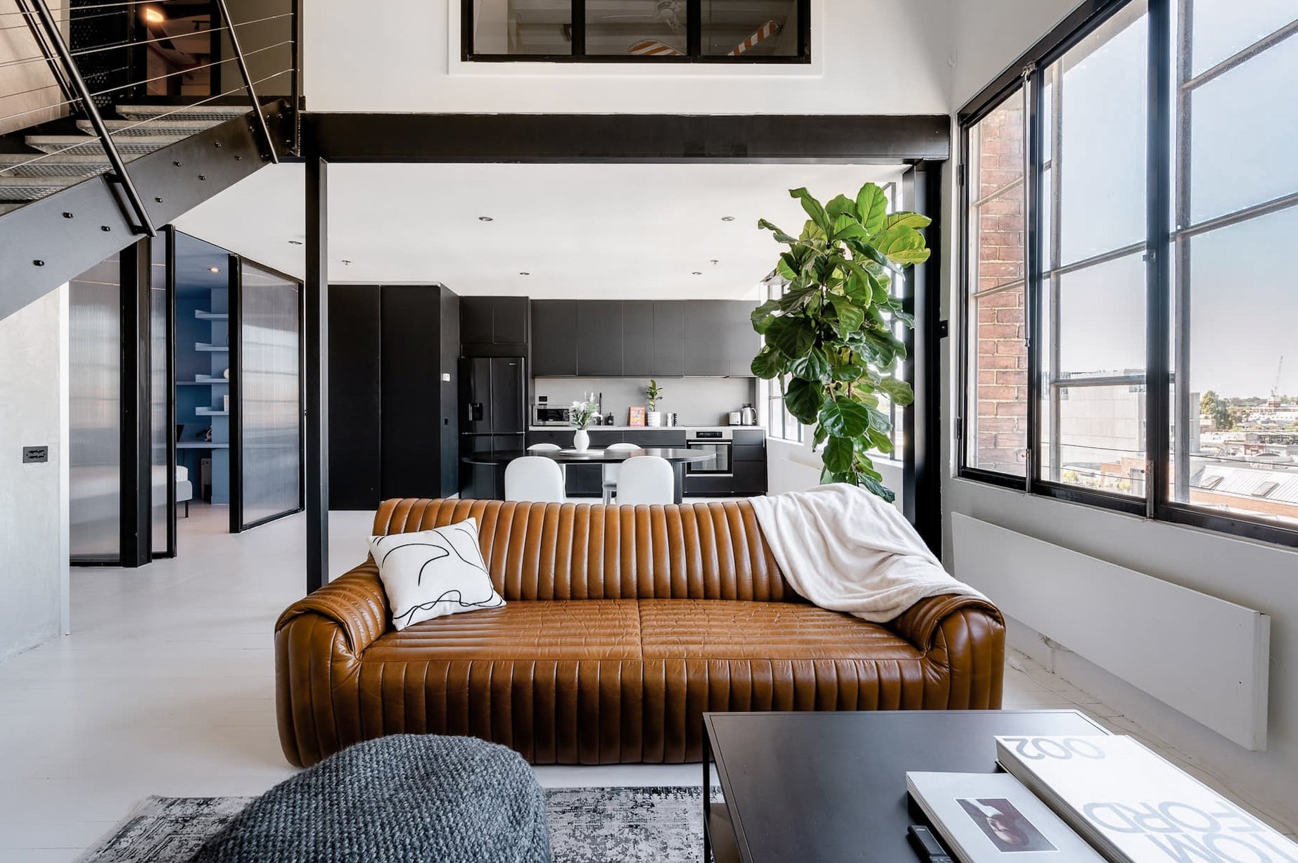 Richmond loft — double-height living and kitchen